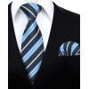imageHISDERN Mens Tie Set Classic Woven Ties and Pocket Square Cufflinks Set Formal Business Wedding Neckties HandkerchiefAblack  Blue