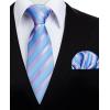 imageHISDERN Mens Tie Set Classic Woven Ties and Pocket Square Cufflinks Set Formal Business Wedding Neckties HandkerchiefAblue