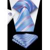 imageHISDERN Mens Tie Set Classic Woven Ties and Pocket Square Cufflinks Set Formal Business Wedding Neckties HandkerchiefAblue