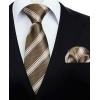 imageHISDERN Mens Tie Set Classic Woven Ties and Pocket Square Cufflinks Set Formal Business Wedding Neckties HandkerchiefAbrown