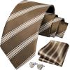 imageHISDERN Mens Tie Set Classic Woven Ties and Pocket Square Cufflinks Set Formal Business Wedding Neckties HandkerchiefAbrown