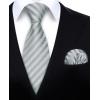imageHISDERN Mens Tie Set Classic Woven Ties and Pocket Square Cufflinks Set Formal Business Wedding Neckties HandkerchiefAgrey