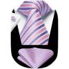 imageHISDERN Mens Tie Set Classic Woven Ties and Pocket Square Cufflinks Set Formal Business Wedding Neckties HandkerchiefApink