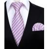 imageHISDERN Mens Tie Set Classic Woven Ties and Pocket Square Cufflinks Set Formal Business Wedding Neckties HandkerchiefApink