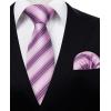 imageHISDERN Mens Tie Set Classic Woven Ties and Pocket Square Cufflinks Set Formal Business Wedding Neckties HandkerchiefApink2