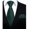 imageHISDERN Mens Tie Set Classic Woven Ties and Pocket Square Cufflinks Set Formal Business Wedding Neckties HandkerchiefBblack  Green