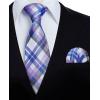 imageHISDERN Mens Tie Set Classic Woven Ties and Pocket Square Cufflinks Set Formal Business Wedding Neckties HandkerchiefBblue  Purple