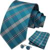 imageHISDERN Mens Tie Set Classic Woven Ties and Pocket Square Cufflinks Set Formal Business Wedding Neckties HandkerchiefBblue