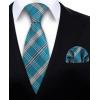 imageHISDERN Mens Tie Set Classic Woven Ties and Pocket Square Cufflinks Set Formal Business Wedding Neckties HandkerchiefBblue