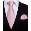 imageHISDERN Mens Tie Set Classic Woven Ties and Pocket Square Cufflinks Set Formal Business Wedding Neckties HandkerchiefBpink
