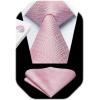 imageHISDERN Mens Tie Set Classic Woven Ties and Pocket Square Cufflinks Set Formal Business Wedding Neckties HandkerchiefBpink