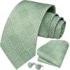 imageHISDERN Mens Tie Set Classic Woven Ties and Pocket Square Cufflinks Set Formal Business Wedding Neckties HandkerchiefBsage Green