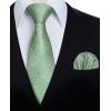 imageHISDERN Mens Tie Set Classic Woven Ties and Pocket Square Cufflinks Set Formal Business Wedding Neckties HandkerchiefBsage Green