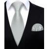 imageHISDERN Mens Tie Set Classic Woven Ties and Pocket Square Cufflinks Set Formal Business Wedding Neckties HandkerchiefCgrey
