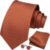 imageHISDERN Mens Tie Set Classic Woven Ties and Pocket Square Cufflinks Set Formal Business Wedding Neckties HandkerchiefD1orange