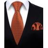 imageHISDERN Mens Tie Set Classic Woven Ties and Pocket Square Cufflinks Set Formal Business Wedding Neckties HandkerchiefD1orange