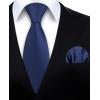 imageHISDERN Mens Tie Set Classic Woven Ties and Pocket Square Cufflinks Set Formal Business Wedding Neckties HandkerchiefDnavy Blue