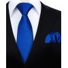 imageHISDERN Mens Tie Set Classic Woven Ties and Pocket Square Cufflinks Set Formal Business Wedding Neckties HandkerchiefDroyal Blue