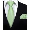 imageHISDERN Mens Tie Set Classic Woven Ties and Pocket Square Cufflinks Set Formal Business Wedding Neckties HandkerchiefDsage Green