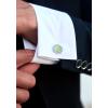 imageHISDERN Mens Tie Set Classic Woven Ties and Pocket Square Cufflinks Set Formal Business Wedding Neckties HandkerchiefDsage Green