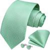 imageHISDERN Mens Tie Set Classic Woven Ties and Pocket Square Cufflinks Set Formal Business Wedding Neckties HandkerchiefDsage Green2