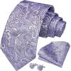 imageHISDERN Mens Tie Set Classic Woven Ties and Pocket Square Cufflinks Set Formal Business Wedding Neckties HandkerchiefEpurple