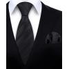 imageHISDERN Ties for Men Stripe Plaid Tie Classic Necktie Pocket Square Cufflinks Set for Formal Wedding Business PartyBlack