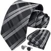 imageHISDERN Ties for Men Stripe Plaid Tie Classic Necktie Pocket Square Cufflinks Set for Formal Wedding Business PartyBlack Plaid