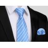 imageHISDERN Ties for Men Stripe Plaid Tie Classic Necktie Pocket Square Cufflinks Set for Formal Wedding Business PartyBlue Stripes