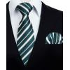 imageHISDERN Ties for Men Stripe Plaid Tie Classic Necktie Pocket Square Cufflinks Set for Formal Wedding Business PartyBluewhite