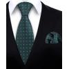 imageHISDERN Ties for Men Stripe Plaid Tie Classic Necktie Pocket Square Cufflinks Set for Formal Wedding Business PartyDark Green