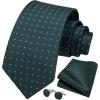 imageHISDERN Ties for Men Stripe Plaid Tie Classic Necktie Pocket Square Cufflinks Set for Formal Wedding Business PartyDark Green