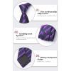 imageHISDERN Ties for Men Stripe Plaid Tie Classic Necktie Pocket Square Cufflinks Set for Formal Wedding Business PartyDark Purple