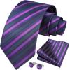 imageHISDERN Ties for Men Stripe Plaid Tie Classic Necktie Pocket Square Cufflinks Set for Formal Wedding Business PartyDark Purple