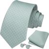 imageHISDERN Ties for Men Stripe Plaid Tie Classic Necktie Pocket Square Cufflinks Set for Formal Wedding Business PartyGreen