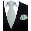 imageHISDERN Ties for Men Stripe Plaid Tie Classic Necktie Pocket Square Cufflinks Set for Formal Wedding Business PartyGreen