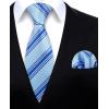 imageHISDERN Ties for Men Stripe Plaid Tie Classic Necktie Pocket Square Cufflinks Set for Formal Wedding Business PartyLight Blue