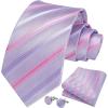 imageHISDERN Ties for Men Stripe Plaid Tie Classic Necktie Pocket Square Cufflinks Set for Formal Wedding Business PartyLight Purple