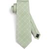 imageHISDERN Ties for Men Stripe Plaid Tie Classic Necktie Pocket Square Cufflinks Set for Formal Wedding Business PartyMorandi Green