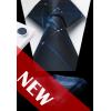 imageHISDERN Ties for Men Stripe Plaid Tie Classic Necktie Pocket Square Cufflinks Set for Formal Wedding Business PartyNavy Blue