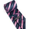 imageHISDERN Ties for Men Stripe Plaid Tie Classic Necktie Pocket Square Cufflinks Set for Formal Wedding Business PartyNavy Blue Pink