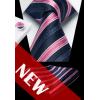 imageHISDERN Ties for Men Stripe Plaid Tie Classic Necktie Pocket Square Cufflinks Set for Formal Wedding Business PartyNavy Blue Pink
