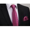 imageHISDERN Ties for Men Stripe Plaid Tie Classic Necktie Pocket Square Cufflinks Set for Formal Wedding Business PartyPink