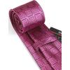 imageHISDERN Ties for Men Stripe Plaid Tie Classic Necktie Pocket Square Cufflinks Set for Formal Wedding Business PartyPink