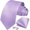 imageHISDERN Ties for Men Stripe Plaid Tie Classic Necktie Pocket Square Cufflinks Set for Formal Wedding Business PartyPurple