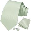 imageHISDERN Ties for Men Stripe Plaid Tie Classic Necktie Pocket Square Cufflinks Set for Formal Wedding Business PartySage Green