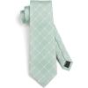 imageHISDERN Ties for Men Stripe Plaid Tie Classic Necktie Pocket Square Cufflinks Set for Formal Wedding Business PartySage Green Plaid