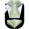 imageHISDERN Ties for Men Stripe Plaid Tie Classic Necktie Pocket Square Cufflinks Set for Formal Wedding Business PartyMorandi Green