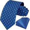 imageHISDERN Polka Dot Ties for Men Classic Silk Ties and Pocket Square Formal Business Necktie Handkerchief Wedding PartyAblue  White