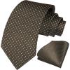 imageHISDERN Polka Dot Ties for Men Classic Silk Ties and Pocket Square Formal Business Necktie Handkerchief Wedding PartyAbrown  White